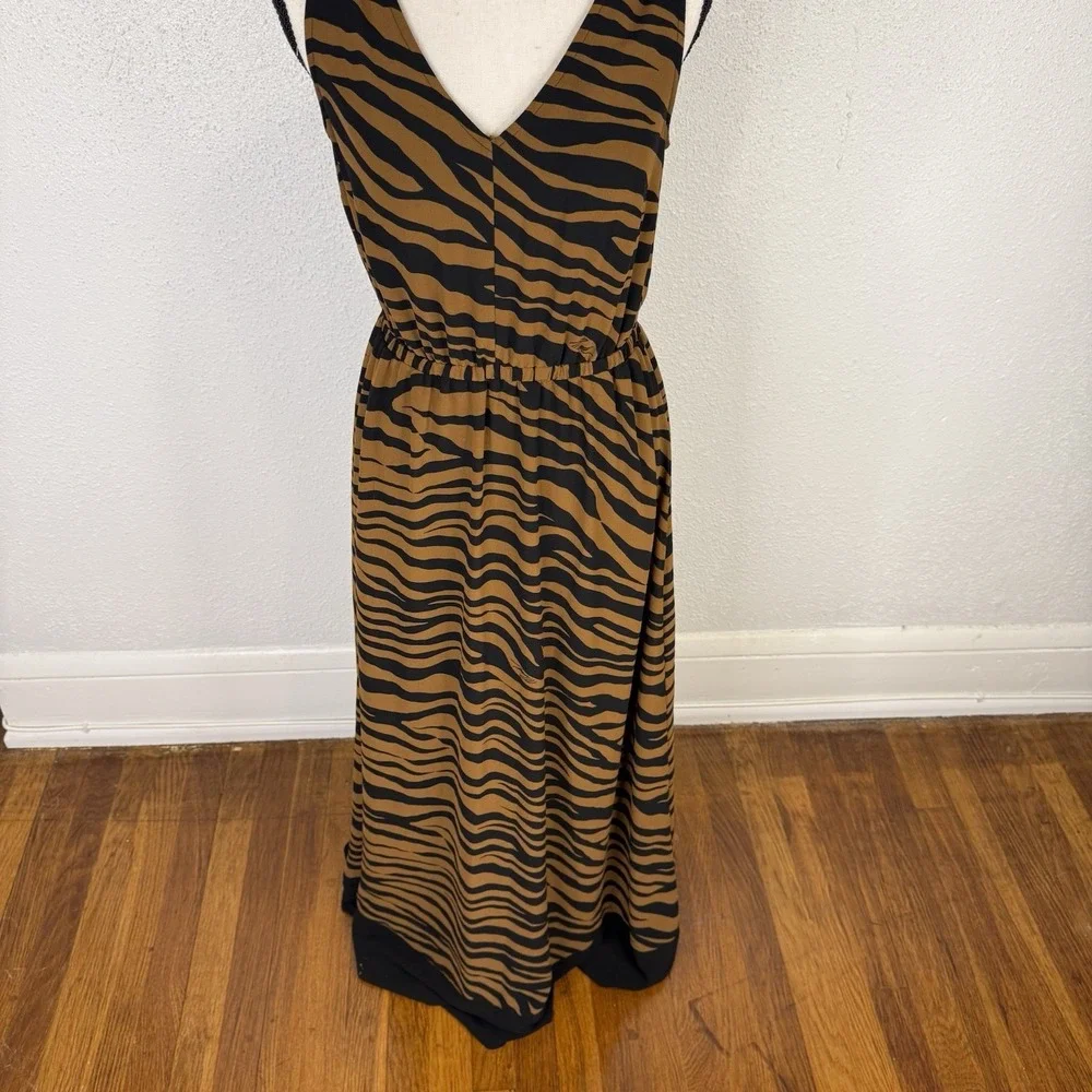 Michael Kors Women's Tiger Strip Summer Dress Size Xs Black Brown‎